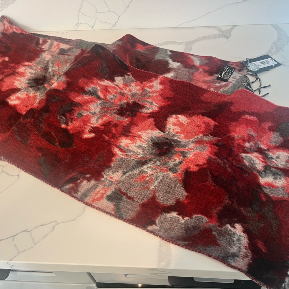 Dillards, Beautiful Floral Red and Gray  New with tags